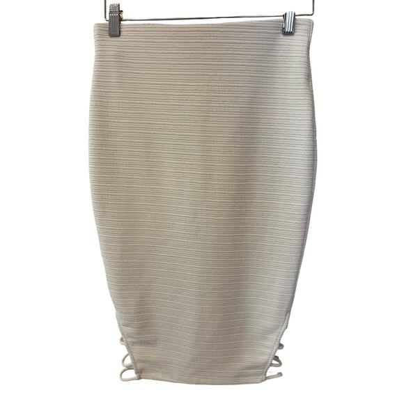Bisou Bisou Dresses & Skirts - Bisou Bisou Women's White Bodycon Pencil Fitted Skirt Ribbed Textured Size XS